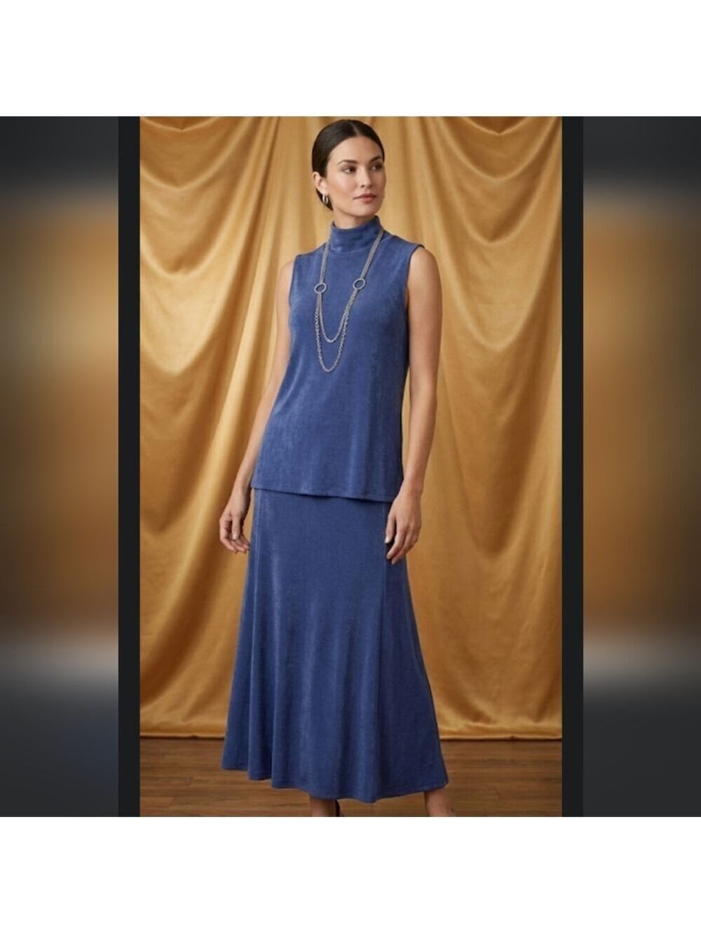 Chico's Blue Vintage Sleeveless Dress Chain Detail